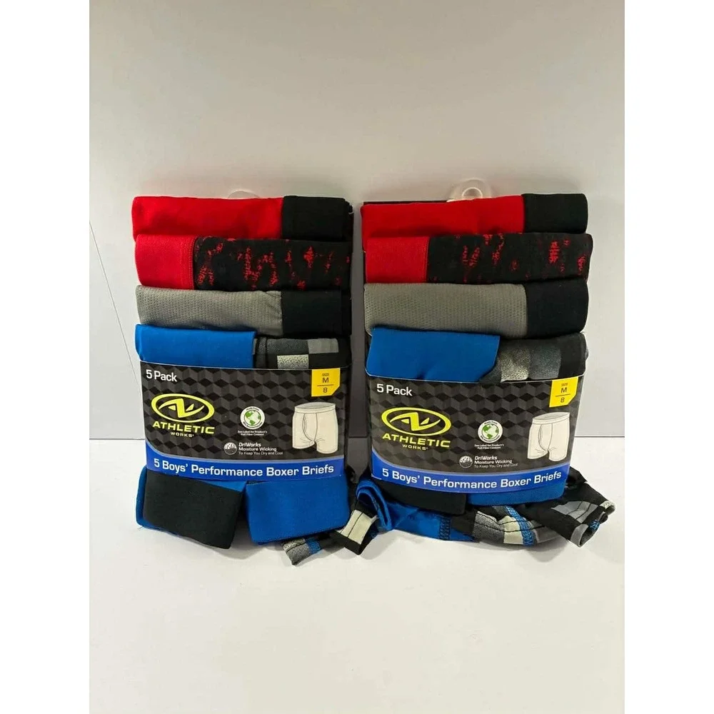 Athletic Works Boys 10 Pack Performance Boxer Briefs Size Med 8